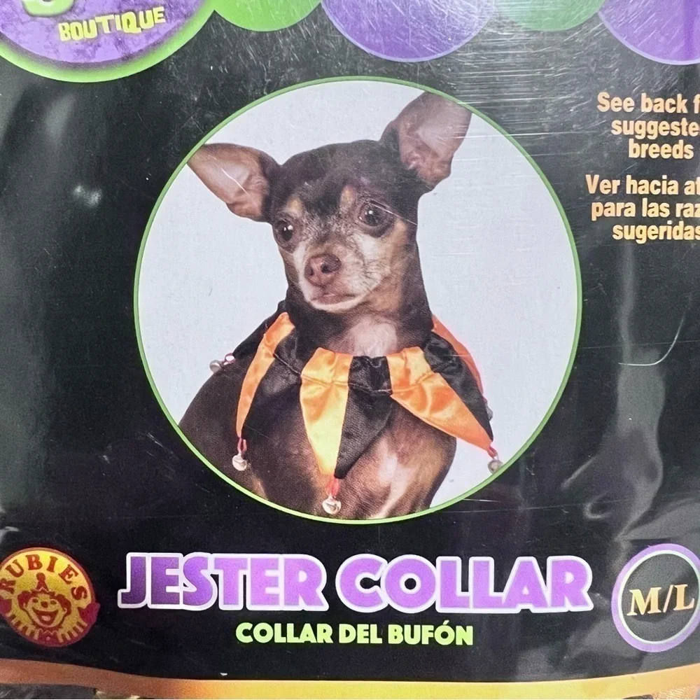 NWT Rubies Pet Shop Jester Dog Collar with bells size M/L